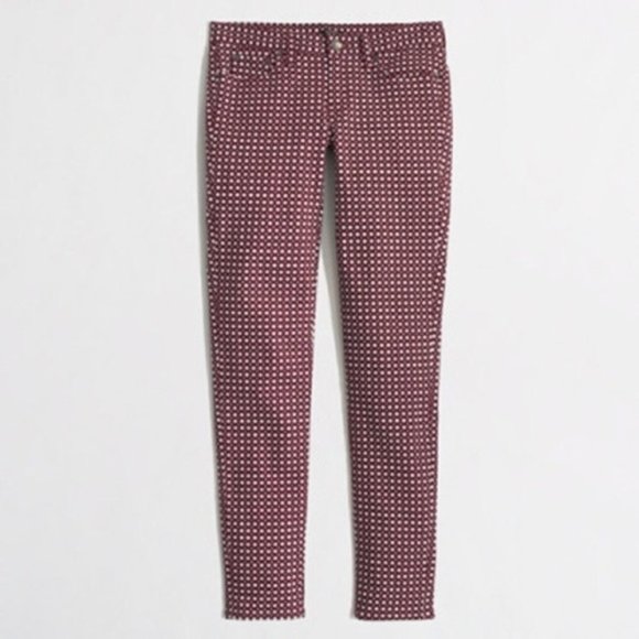 J. Crew Strech Burgundy Print Pants Size 25 - Picture 1 of 4